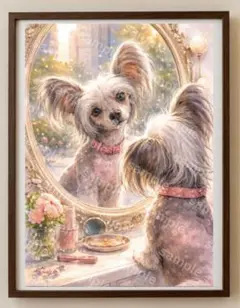 【水彩画アート】鏡の前のひととき 2L版写真用紙