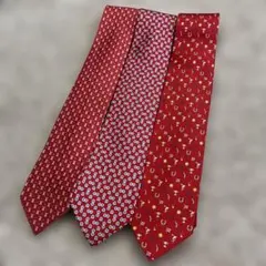 美品　SalvatoreFerragamo ネクタイ　レッド　3枚組　タグ付き