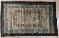 ○ブラウン 厚手ラグ マット 約90×57.5cm 幾何学柄 玄関マット