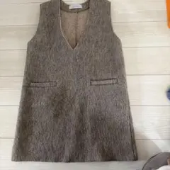 SUGAR ROSE Vネック ジャンパースカート ワンピース ベージュ