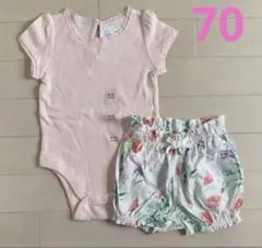 【新品】70cm babyGap リブロンパース&パンツセット　ボディスーツ