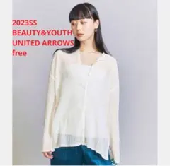 ほぼ新品＊BEAUTY&YOUTH UNITED ARROWSクレープカーデ白Ⅱ