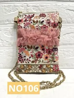 インド刺繍リボン　スマホポシェット　ハンドメイド【値下げしました】