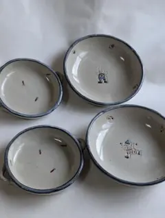（外-2）手描き陶器皿セット 4点