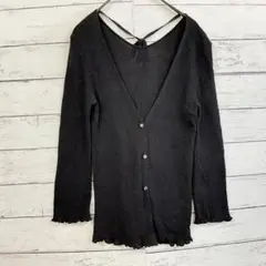 COMME CA DU MODE カーディガン 黒 リブニット レディース S✨のサムネイル