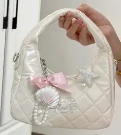 新品フラワーノーズ ノベルティ ハンドバッグ ホワイト