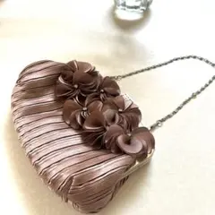 パーティーバッグ　結婚式バッグ くすみピンク　花　ラインストーン　ショルダー
