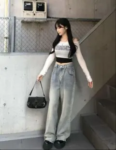 holiday and holiday ヴィンテージブルーストレートデニムパンツ