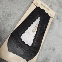 フットカバー　レース柄ソックス　靴下　パンプス　ブラック　黒