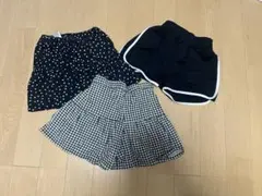 GU ハーフパンツ 3点セット 130cm ドット ギンガムチェック