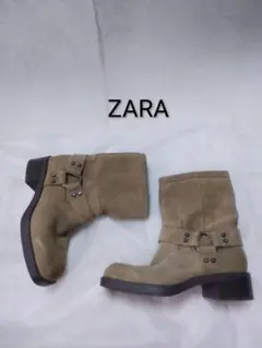 ZARA スエード ショートブーツ バイカー ミリタリーのサムネイル