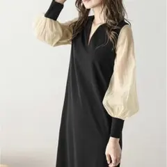 大人ガーリー バルーンスリーブ ワンピース お呼ばれ服 オケージョン