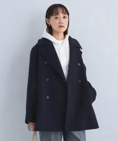 美品♪1_OF MINE W ピーコート ネイビー S　メリノウール