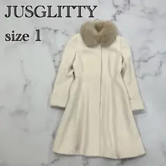 ◇ ジャスグリッティー ファー付き ロングコート 1 アイボリー