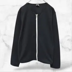 【クレージュ デサント】ノーカラージャケット ブルゾン 黒(40/L)シンプル