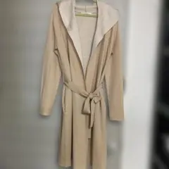 Cheek フード付きベージュローブ　ロングカーディガン