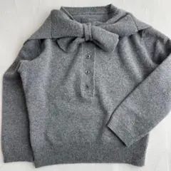 Cygne シーニュ セーラーリボンニット ウール グレー