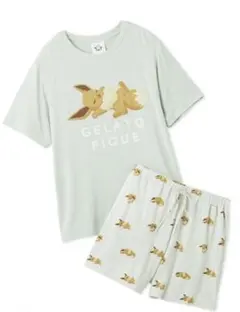 【新品未使用】ジェラピケ　ポケモン　イーブイ ポケモンスリープ】【メンズ】ベビモコ イーブイ パーカ＆ハーフ