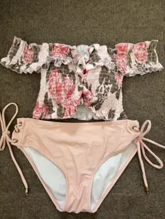 【即日発送】フリルオフショルダー花柄ビキニ2点セット