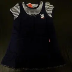 イチゴ様専用　新品未使用　ミキハウス　ワンピース　ネイビー　うさこ　90cm