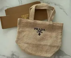 PRADA ストライプトートバッグ ノベルティ ブラウン - メルカリ