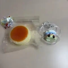 プリンとレインボーマシュマロのキーホルダーセット　スクイーズ