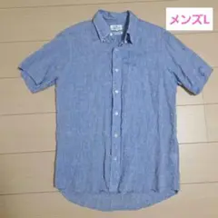 ビッグアメリカンショップ　L　半袖　シャツ　 青　 麻　メンズ