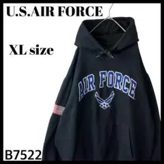 AIR FORCE エアフォース 米空軍 刺繍 アーチロゴ パーカー 黒 XL
