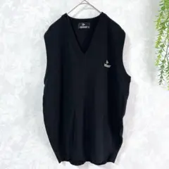 【ダンロップモータースポーツ】ベスト/Vネックロゴ/ウール混/L/黒