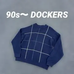 ボックスシルエット コットンニット 格子柄 90s〜 DOCKERS
