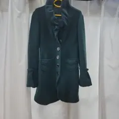 ダークグリーン ウール混合ロングコート