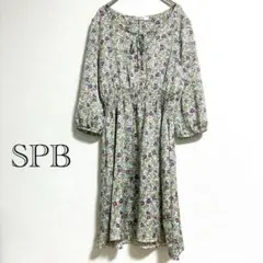 【SPB】ワールド 花柄 チュニック ワンピース M パープル 7分袖 総柄