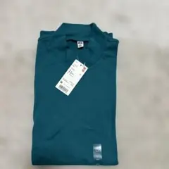 新品タグ付き・ユニクロ　ソフトタッチハイネックTシャツ(緑)メンズ M サイズ