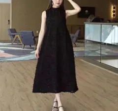 ZARA フリンジ付き ワンピース ブラック