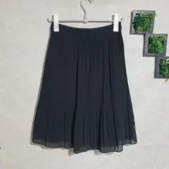 ELLE(size38)プリーツフレアスカート　シアースカート　サイドファスナー