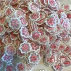 ハンドメイド材料　レースピンク小花