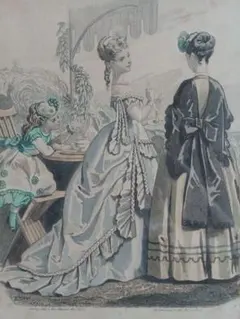 アンティーク　ファッション　プレート 額付き