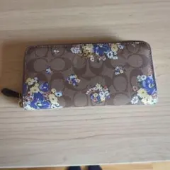 COACH 花柄 長財布 ブラウン