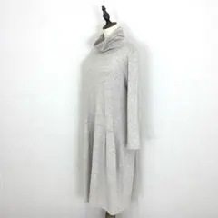 ☆サマンサモスモス【M】グレージュ ハイネックワンピース チュニック 綿100％