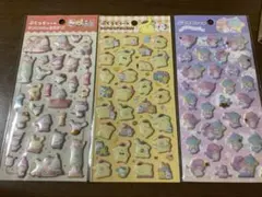 新品　サンリオ　ぷくっとシール　3袋セット　ポムポムプリン　キキララ　キャラ