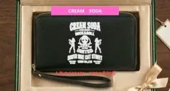 CREAM SODA 長財布 ラウンドファスナー ストラップ付　ブラック色