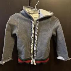 GUCCIグレー フード付きパーカー 赤緑ストライプ 18-24m - メルカリ