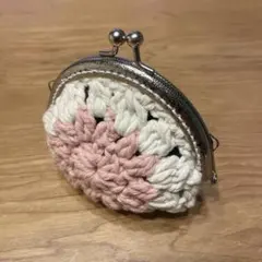 花モチーフのがま口小物入れ