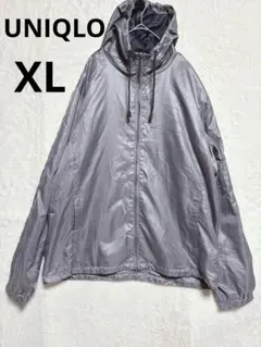 UNIQLO ユニクロ　グレー ナイロンジャケット フード付き　XL 【美品】
