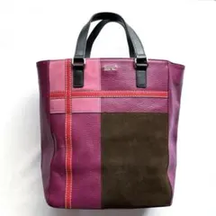 【新品同様】ANNA SUI アナスイ レザーパッチワーク 縦型トートバッグ