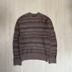 【メンズM】フェアアイル風 ニットセーター ウール100%