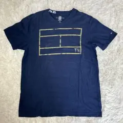 Tommy Hilfiger ネイビー Vネック Tシャツ サイズM 古着 ロゴ