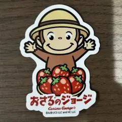 おさるのジョージ　ご当地ステッカー　福岡　あまおうのサムネイル