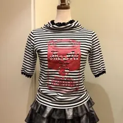 MILK ボーダー プリント レースカットソー