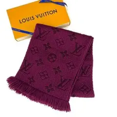 希少 紫ルイヴィトン エシャルプロゴマニアマフラー パープル ウール